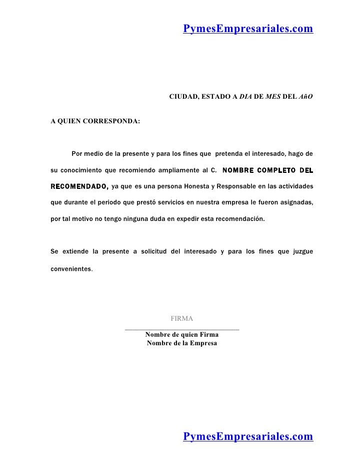 Carta De Recomendacion - gridlasopa